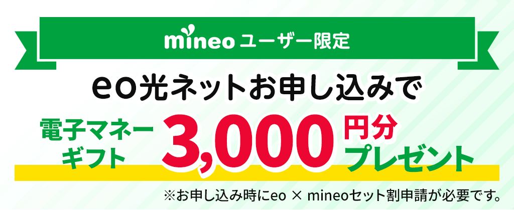 mineoユーザー限定電子マネーギフトプレゼントキャンペーン