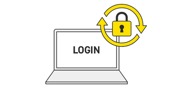 ノートPCにLOGINと表示されたイメージ