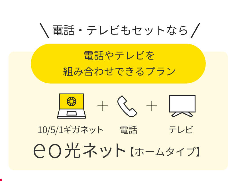 電話やテレビを組み合わせできるプラン eo光ネット【ホームタイプ】