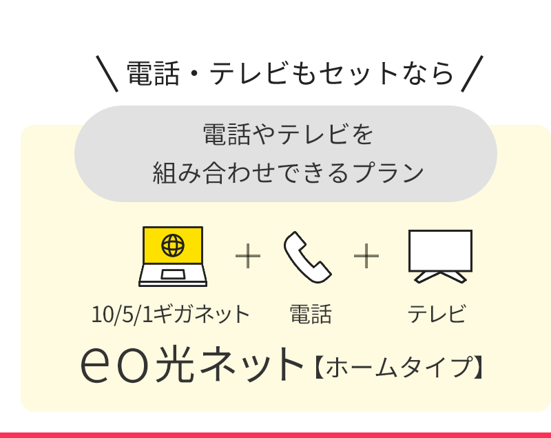 電話やテレビを組み合わせできるプラン eo光ネット【ホームタイプ】
