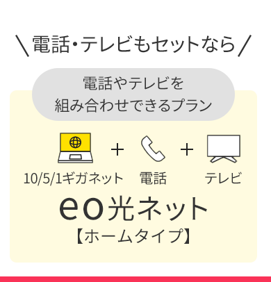 電話やテレビを組み合わせできるプラン eo光ネット【ホームタイプ】