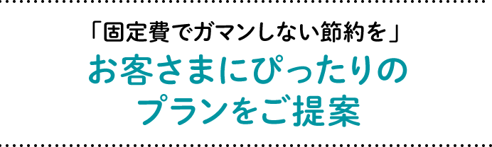 「固定費でガマンしない節約を」お客さまにぴったりのプランをご提案