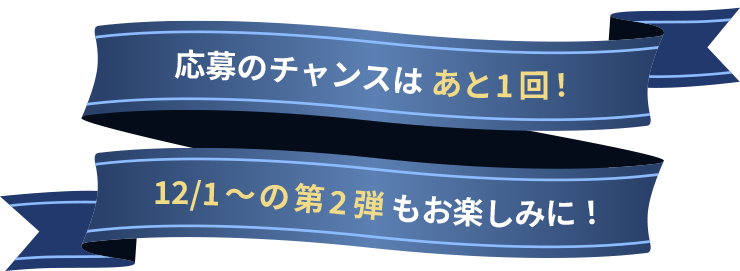 応募のチャンスはあと1回！12/1～の第2弾もお楽しみに！
