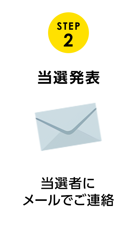 STEP 2 当選発表 当選者にメールでご連絡