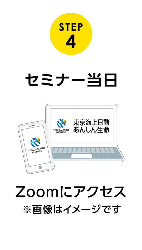 STEP 4 セミナー当日 Zoomにアクセス ※画像はイメージです
