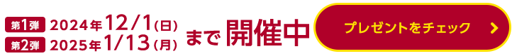 第1弾：2024年12/1(日)　第2弾：2025年1/13(月)まで開催中 プレゼントをチェック