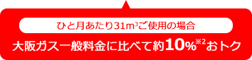 大阪ガス一般料金に比べて約10％※2おトク