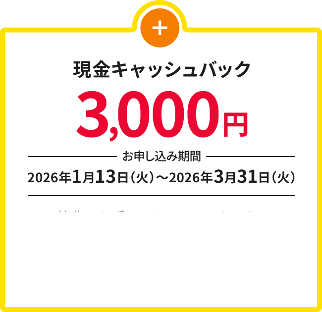 現金キャッシュバック3,000円