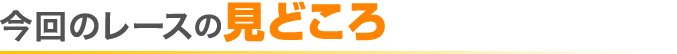 今回のレースの見どころ